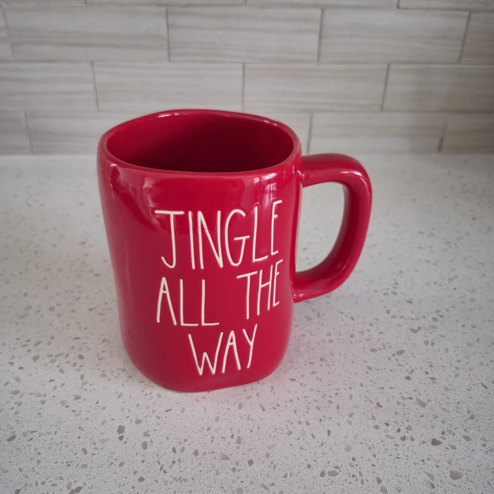 Rae Dunn Jingle all the way coffee mug with a jingle bell